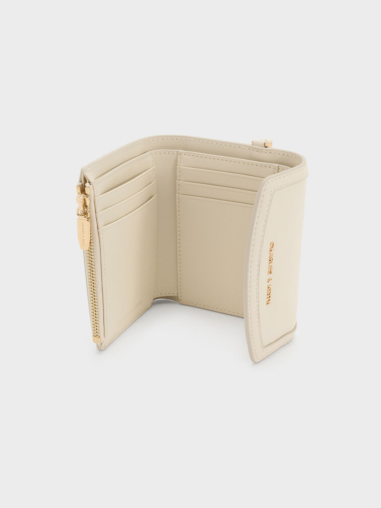 Haylen Front-Flap Small Wallet, Cream, hi-res