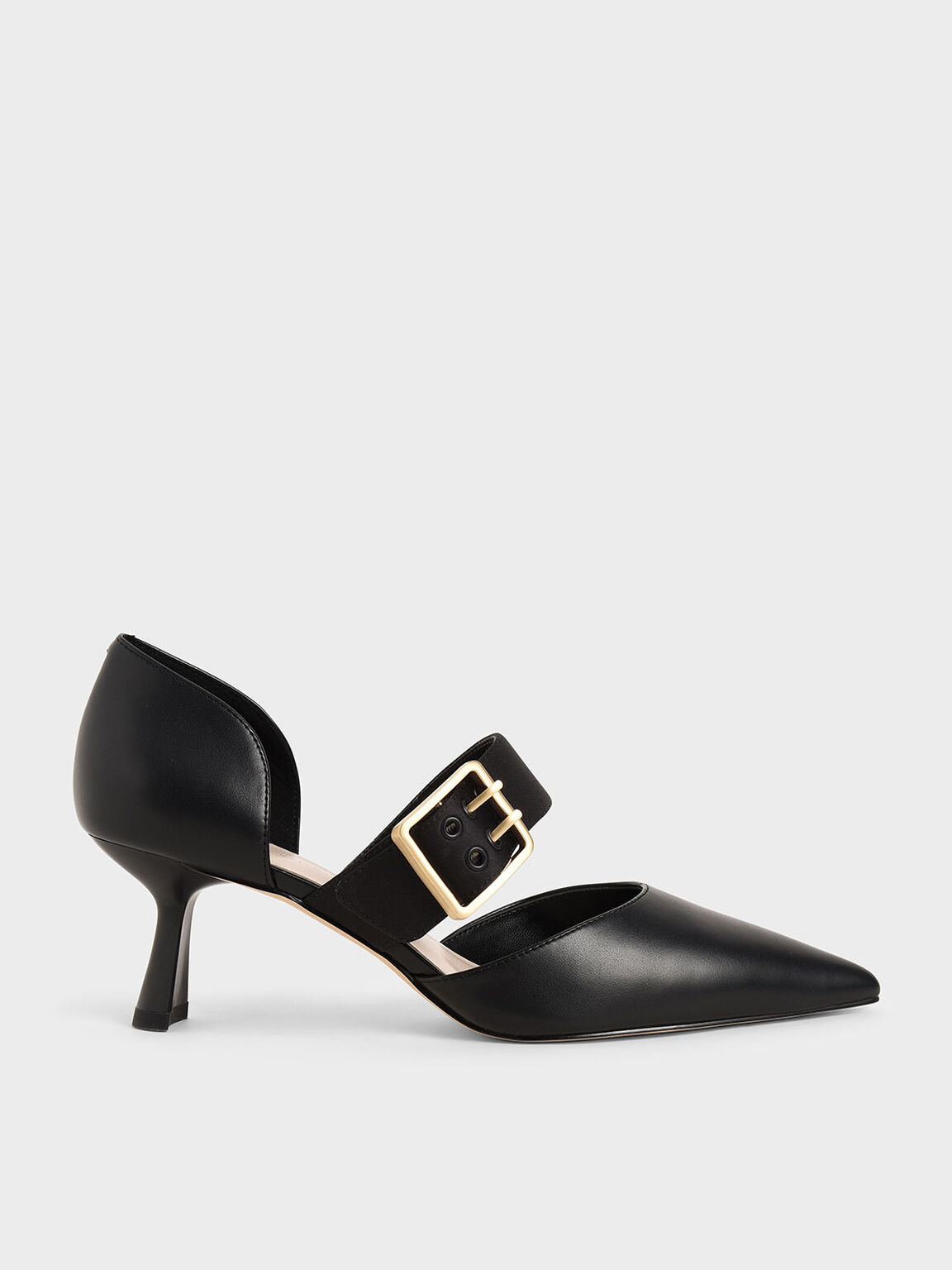 Black Oversized Buckle Pointed Toe Pumps - CHARLES & KEITH NZ