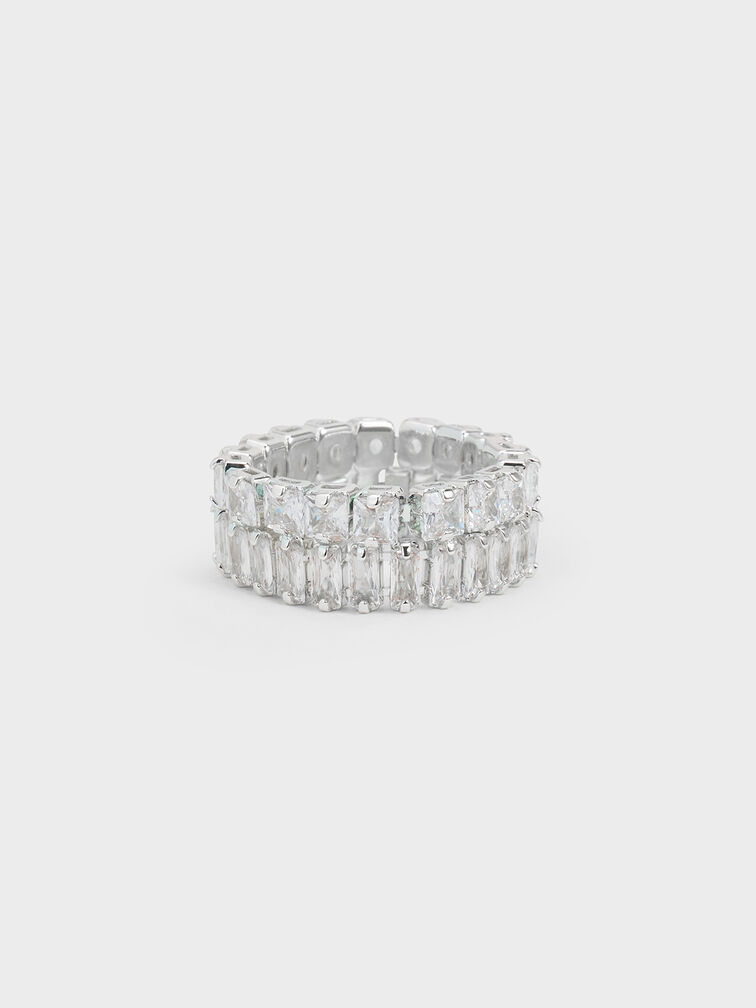 Crystal Double-Row Eternity Ring, Silver, hi-res