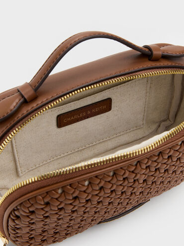 Azure Woven Crossbody Bag, Chocolate, hi-res