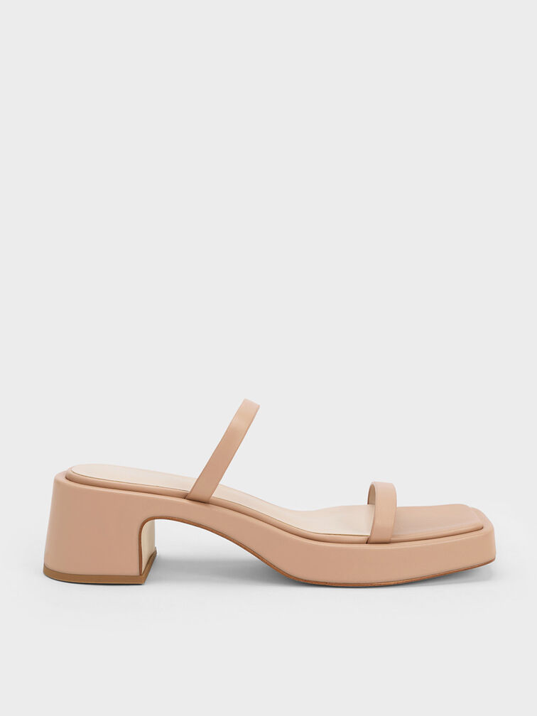 Square-Toe Platform Sandals, Nude, hi-res