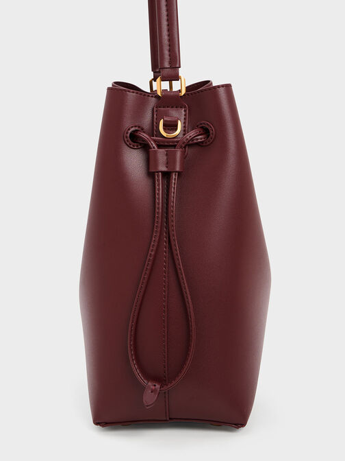 Drawstring Hobo Bag, Burgundy, hi-res