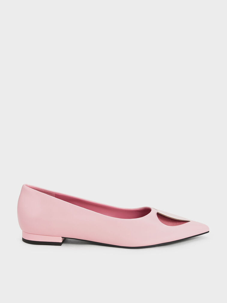 Amora Heart Cut-Out Ballerina Pumps, Pink, hi-res