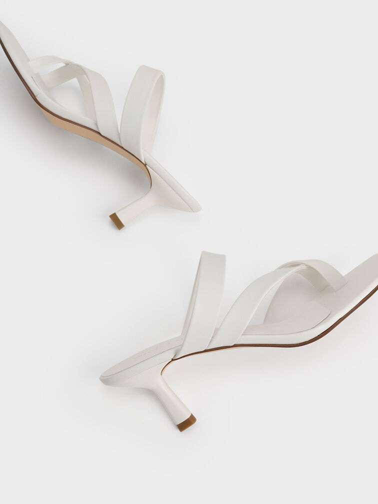 Asymmetric Toe Ring Heeled Sandals, White, hi-res