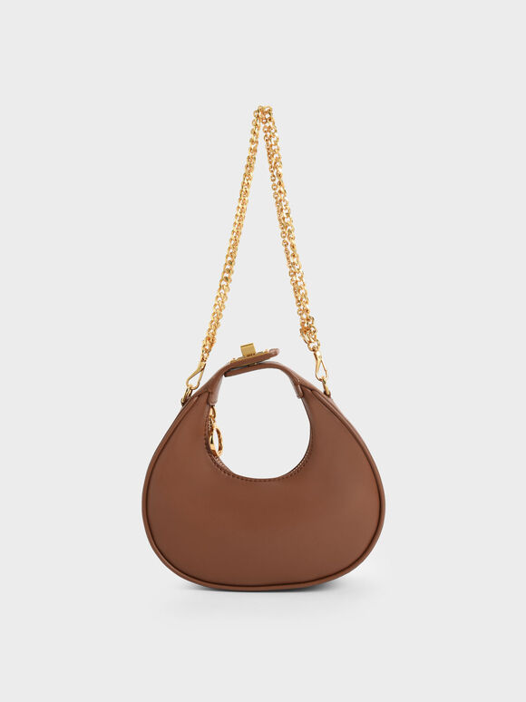 Mini Crescent Hobo Bag, Brown, hi-res