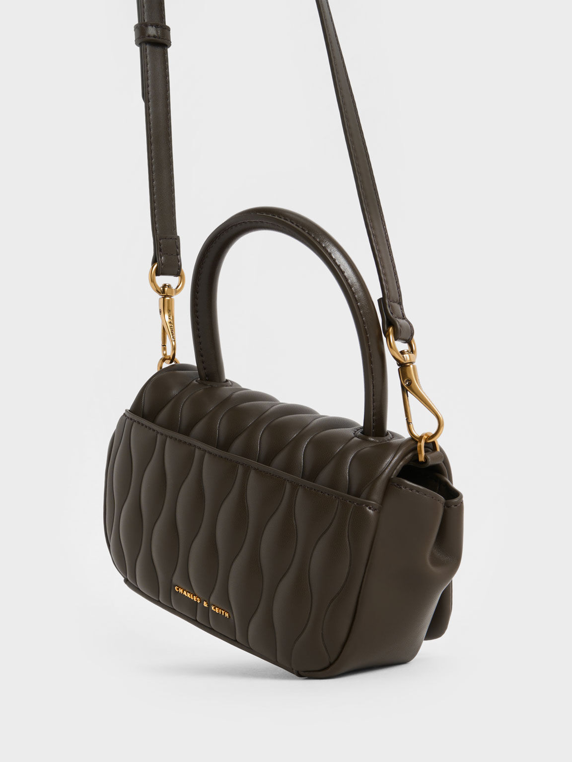 Dark Moss Iva Boxy Top Handle Bag - CHARLES & KEITH