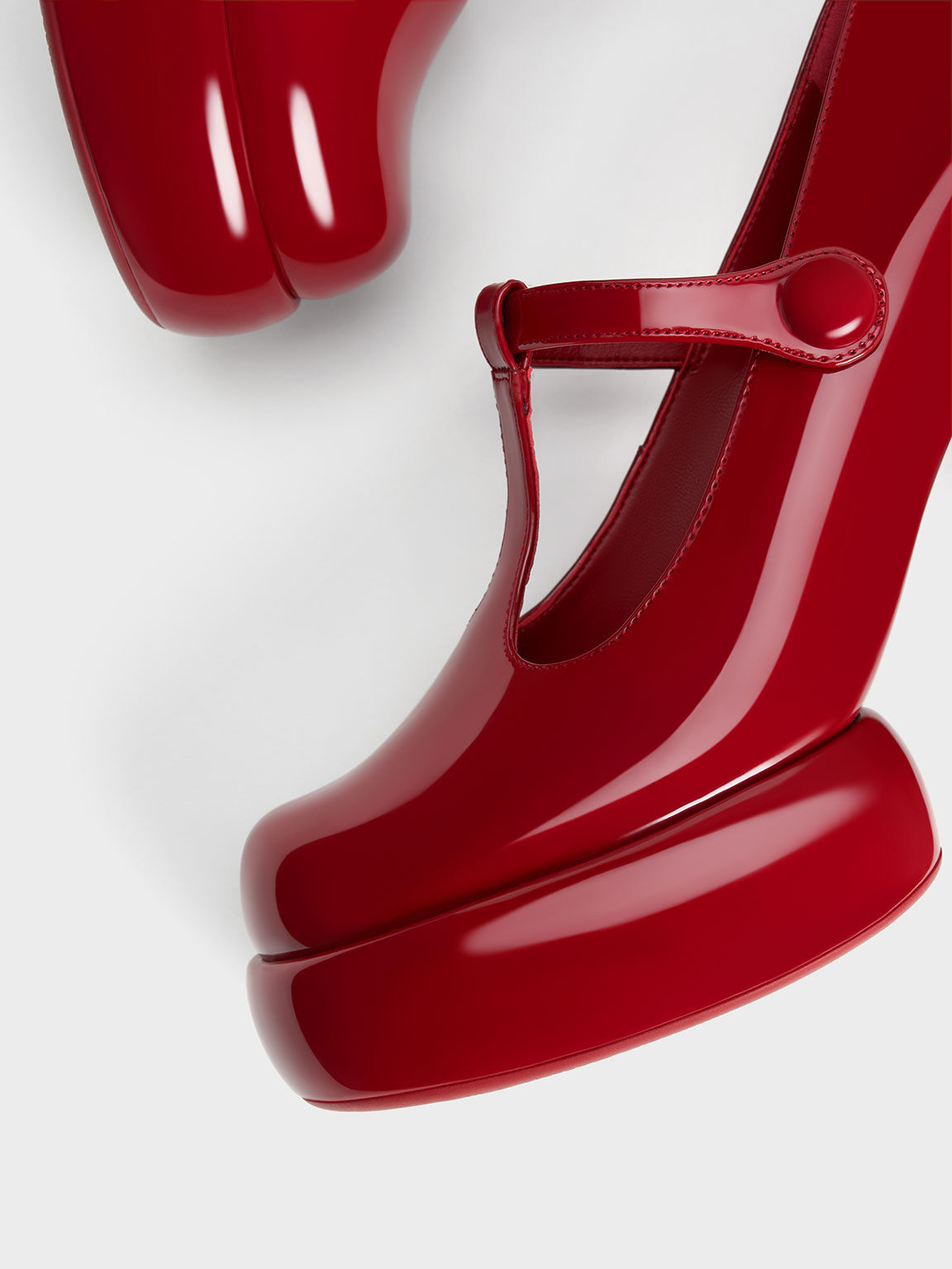 Darcy Patent T Bar Platform Mary Janes Red