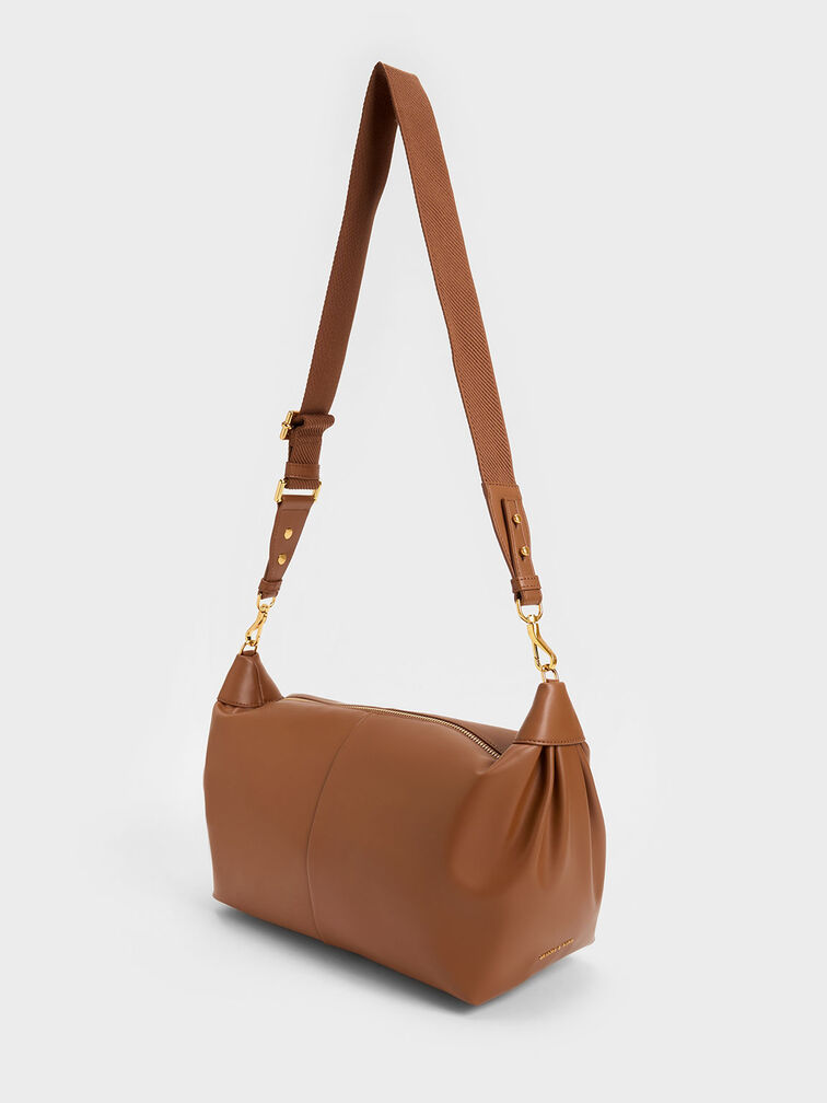 Chunky Chain Link Hobo Bag, Chocolate, hi-res