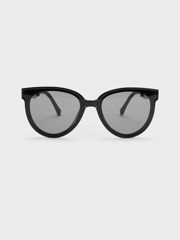 Brea Foldable Aviator Sunglasses, Black, hi-res