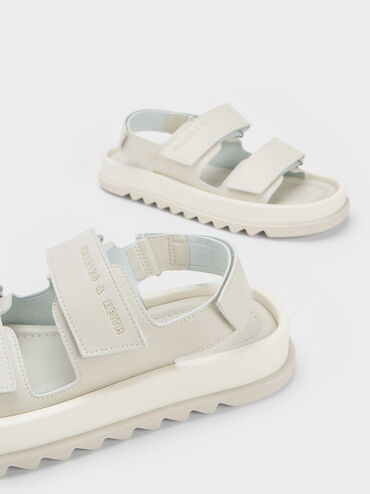 Buckled Sports Sandals, White, hi-res