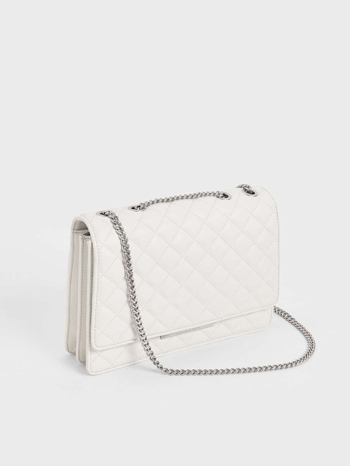 White Quilted Chain Strap Shoulder Bag Charles Keith Vn