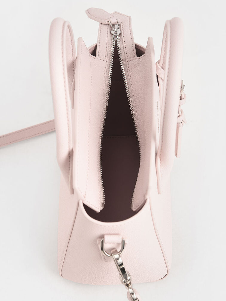 經典拉鍊手提包, 淺粉色, hi-res