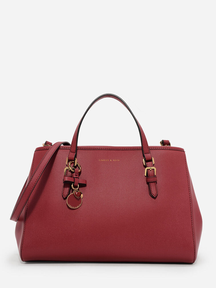 Structured Tote, Red, hi-res