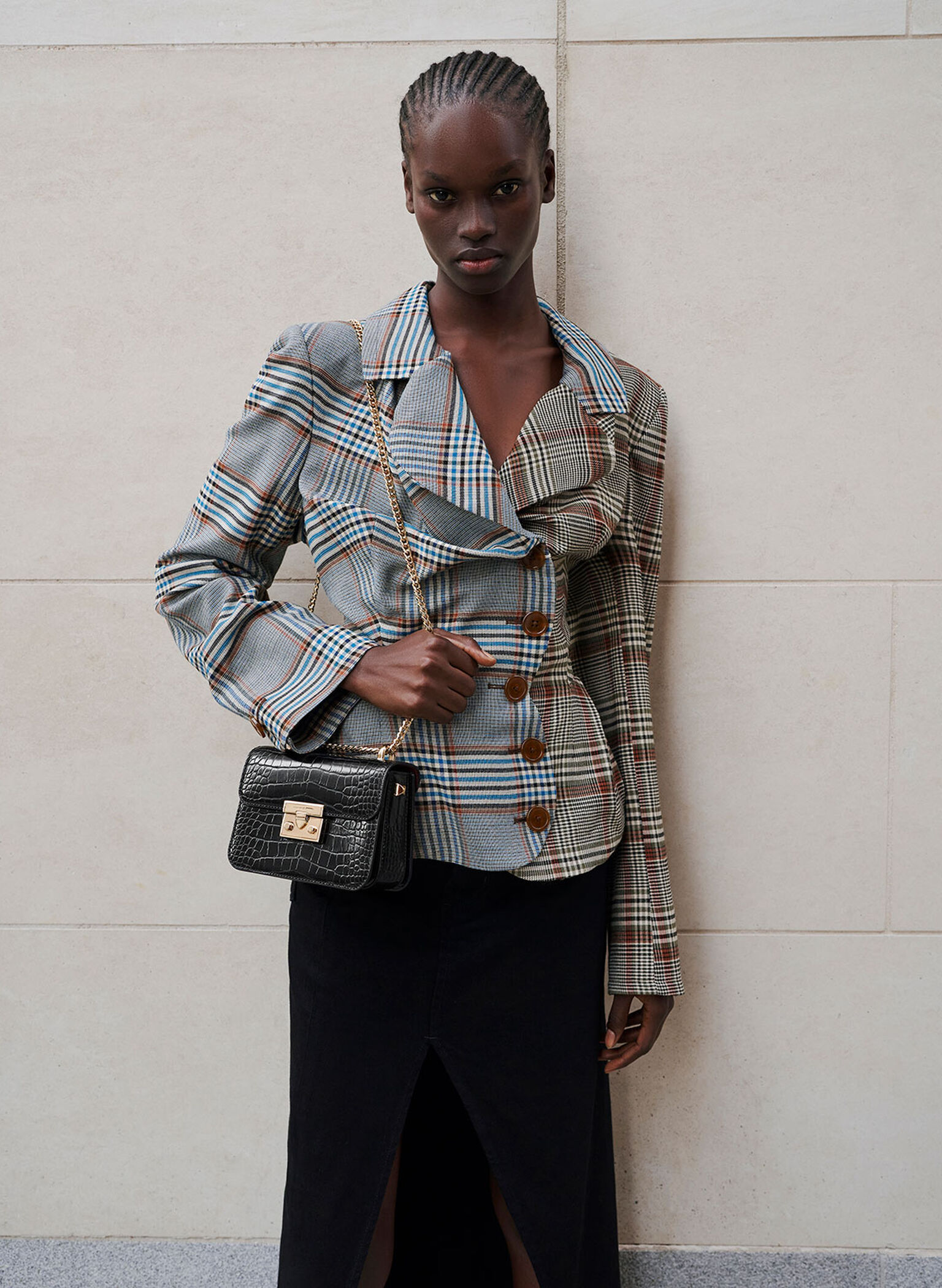 Black CrocEffect Chain Strap Crossbody Bag CHARLES & KEITH BD