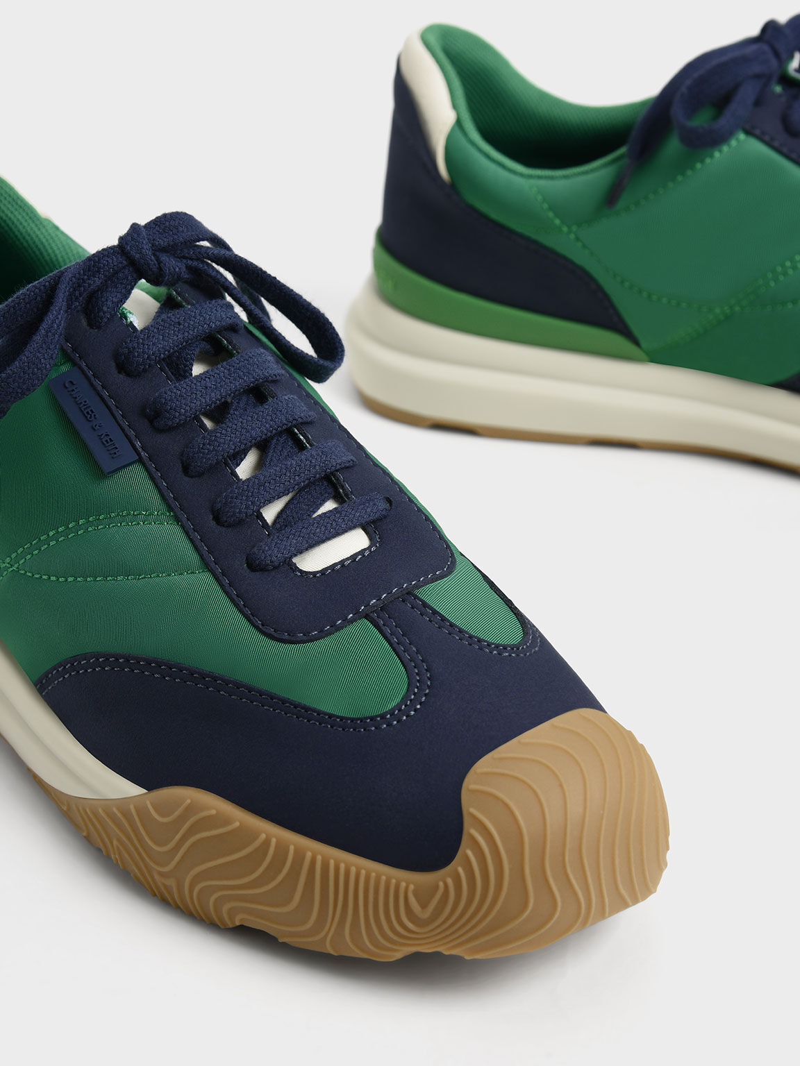 Zapatillas bajas de microfibra y nailon, Green, hi-res