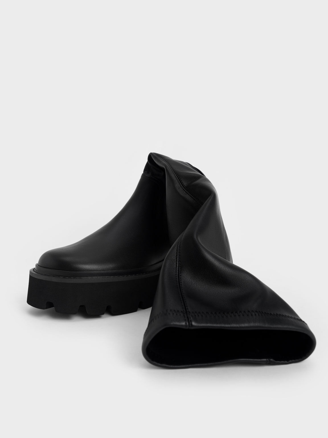 Chunky Platform Knee-High Boots, Black, hi-res