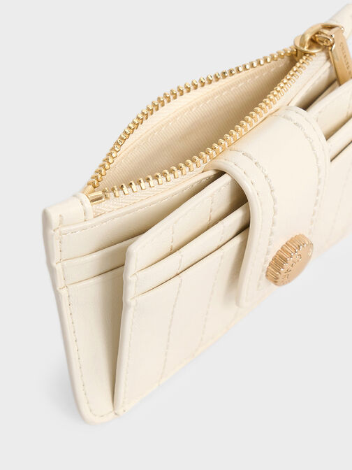 Donna Crinkle-Effect Panelled Card Holder, Cream, hi-res