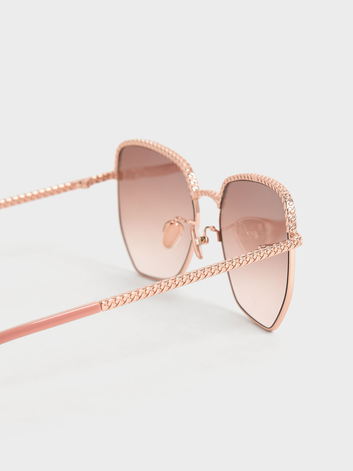 Recycled Acetate Braided Butterfly Sunglasses, Rose Gold, hi-res