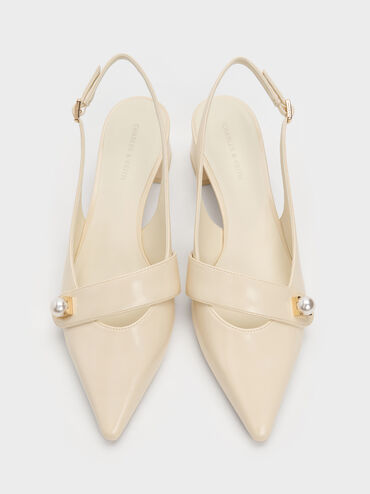 Marie Pearl Slingback Pumps, Cream, hi-res
