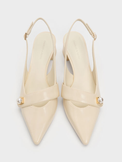 Marie Pearl Slingback Pumps, Cream, hi-res