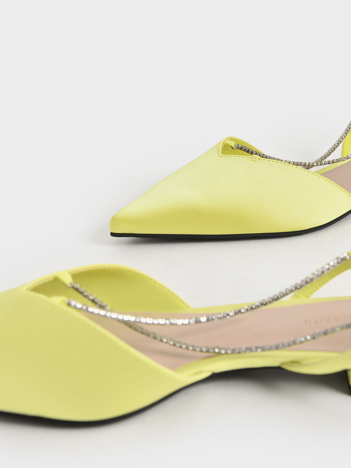 Adel Recycled Polyester Gem-Embellished Slingback Ballerinas, Lime, hi-res