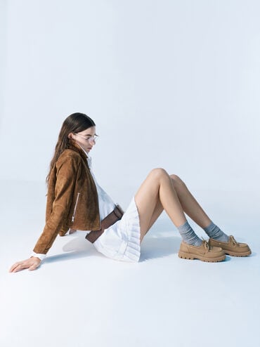 레이스업 리지드 솔 보트 슈즈, 샌드, hi-res