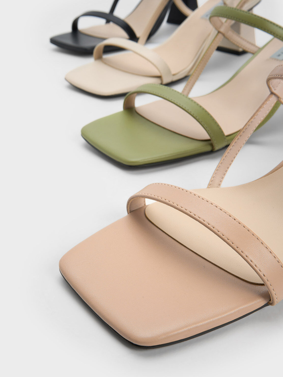 Square-Toe Strappy Sandals, Beige, hi-res