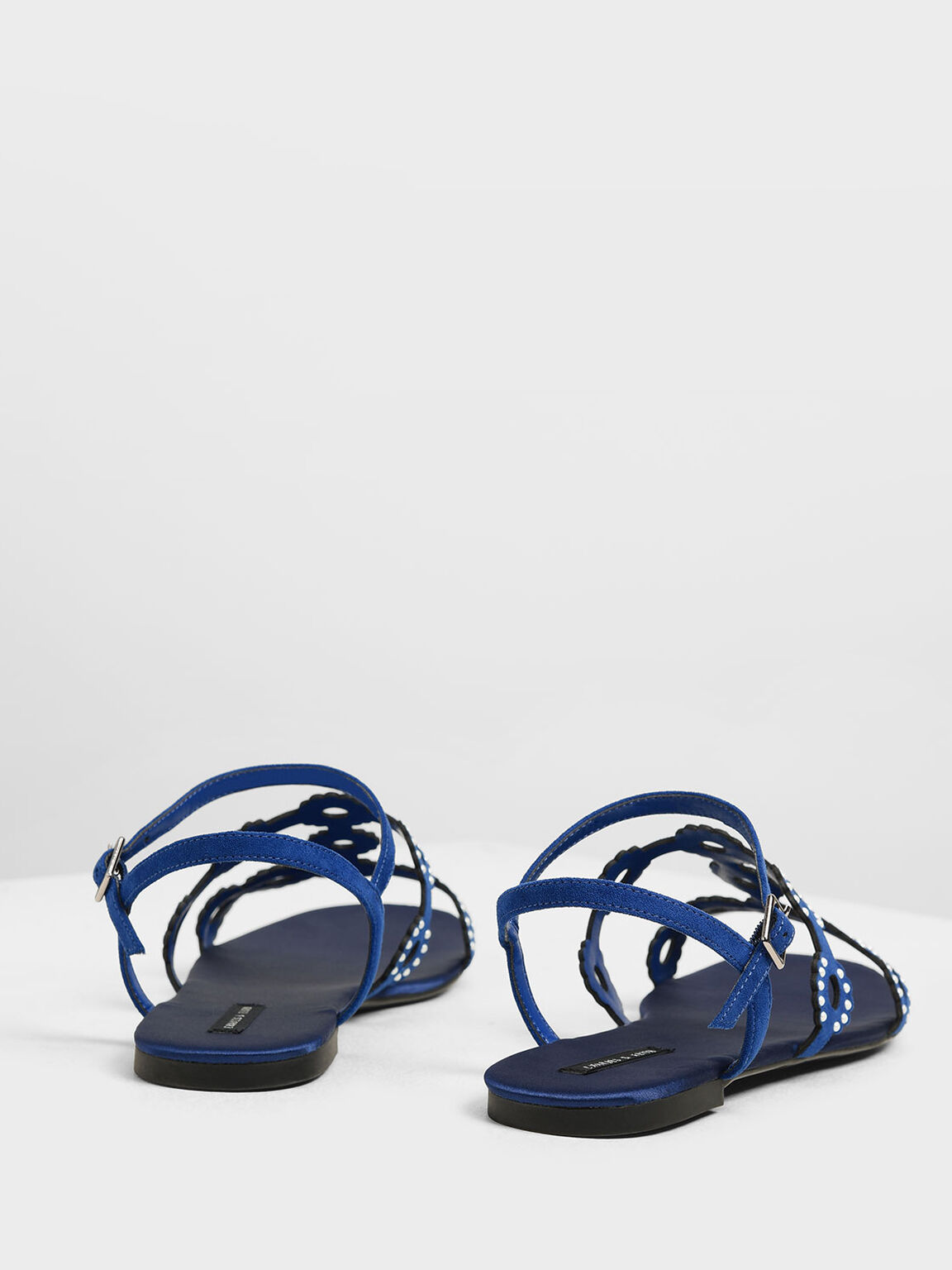 Cut-Out Embellished Sandals, Blue, hi-res