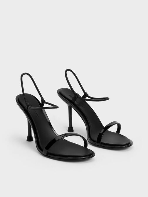 Stiletto-Heel Ankle-Strap Pumps, Black, hi-res