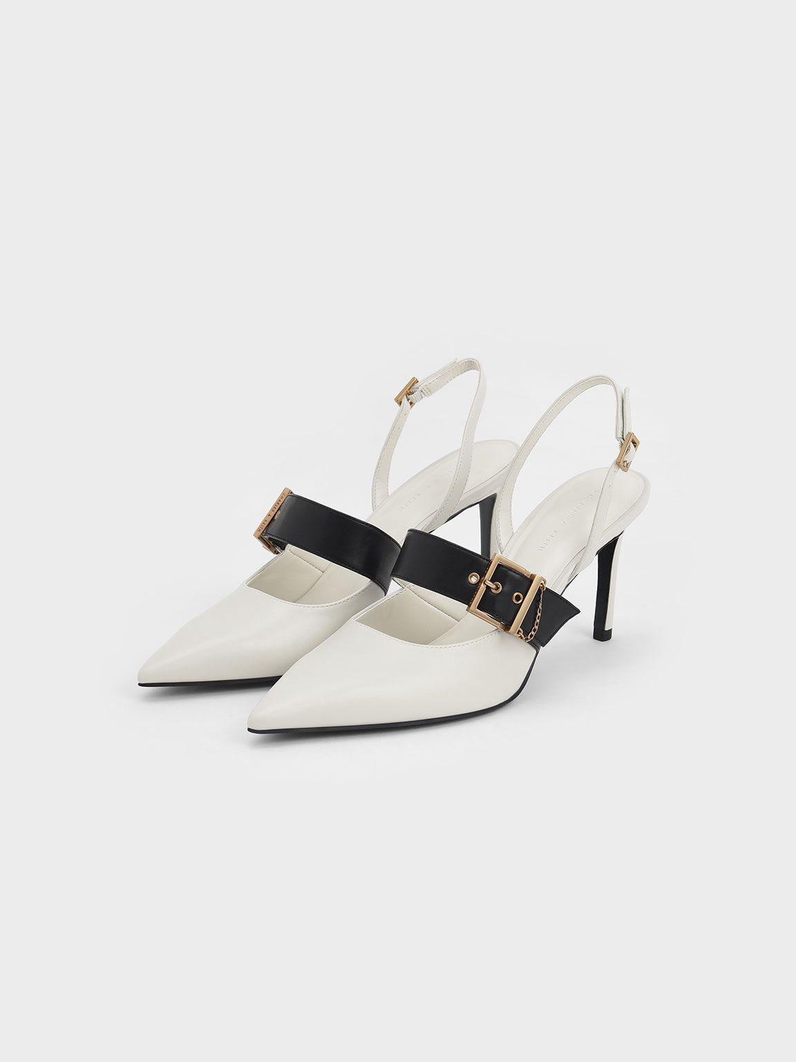 Hailey Buckled Slingback Pumps, Chalk, hi-res