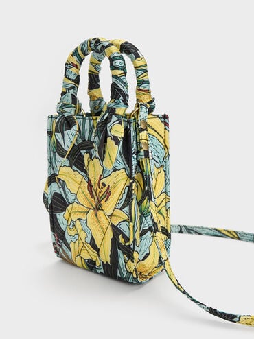 Botanical Print Fabric Tote Bag, Blue, hi-res