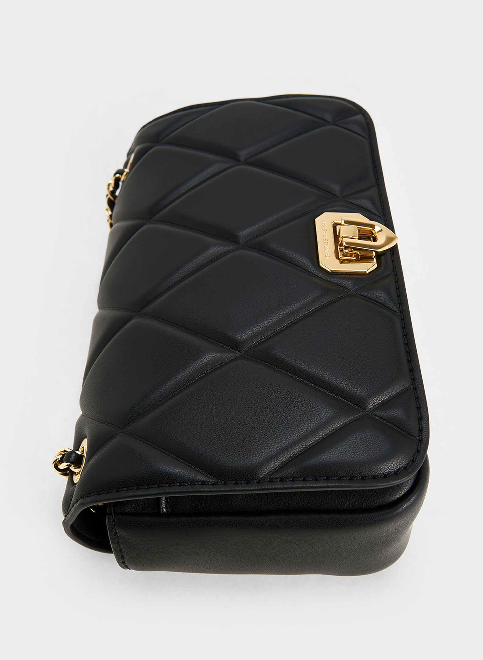 Arwen Diamond-Quilt Shoulder Bag, Black, hi-res