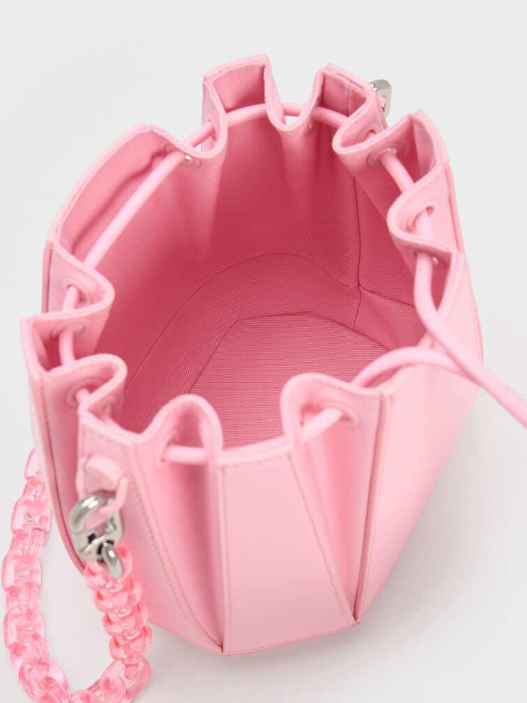 六角形鍊條水桶包, 淺粉色, hi-res