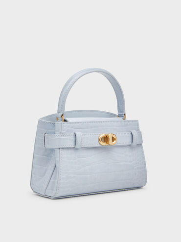 Bolsa com alça superior Aubrielle Croc-Effect, Sea Salt Blue, hi-res