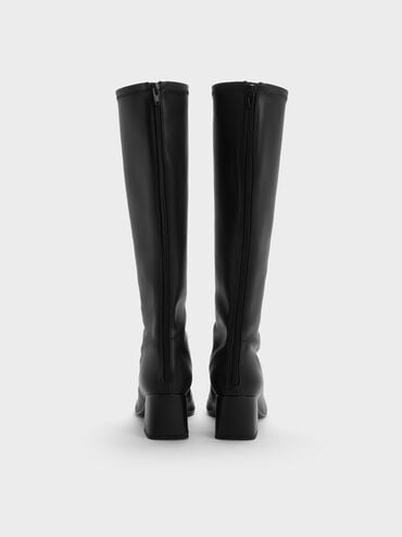 Block Heel Knee Boots, Black, hi-res