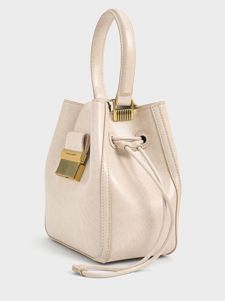 Charlot Elongated Bucket Bag, Oat, hi-res