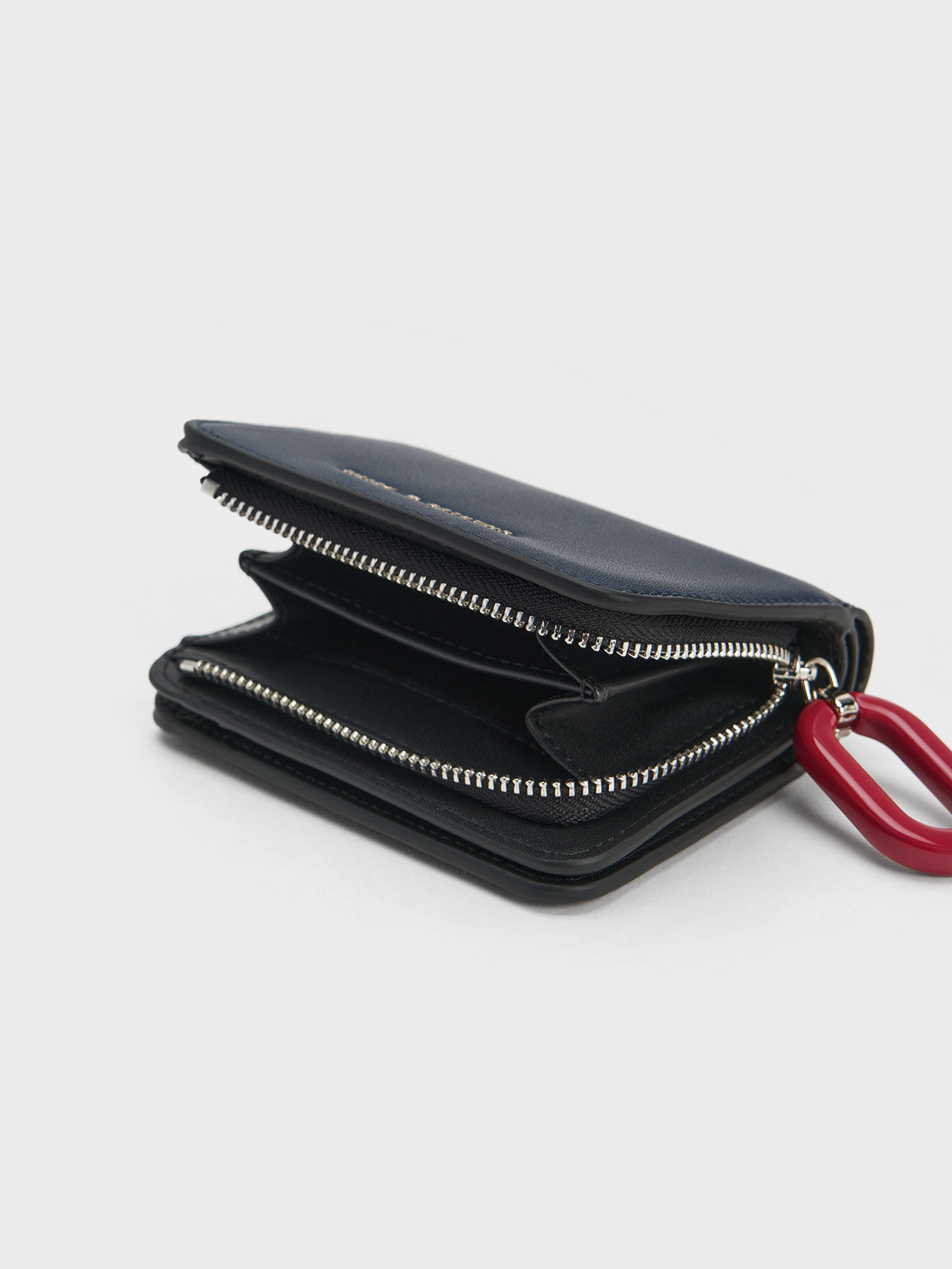 Cartera llavero ovalada con cremallera, Azul marino, hi-res