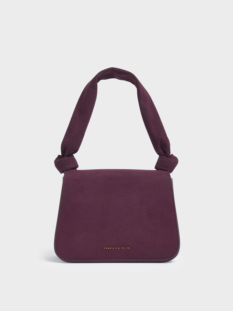 Textured Knot Handle Crossbody Bag, Purple, hi-res