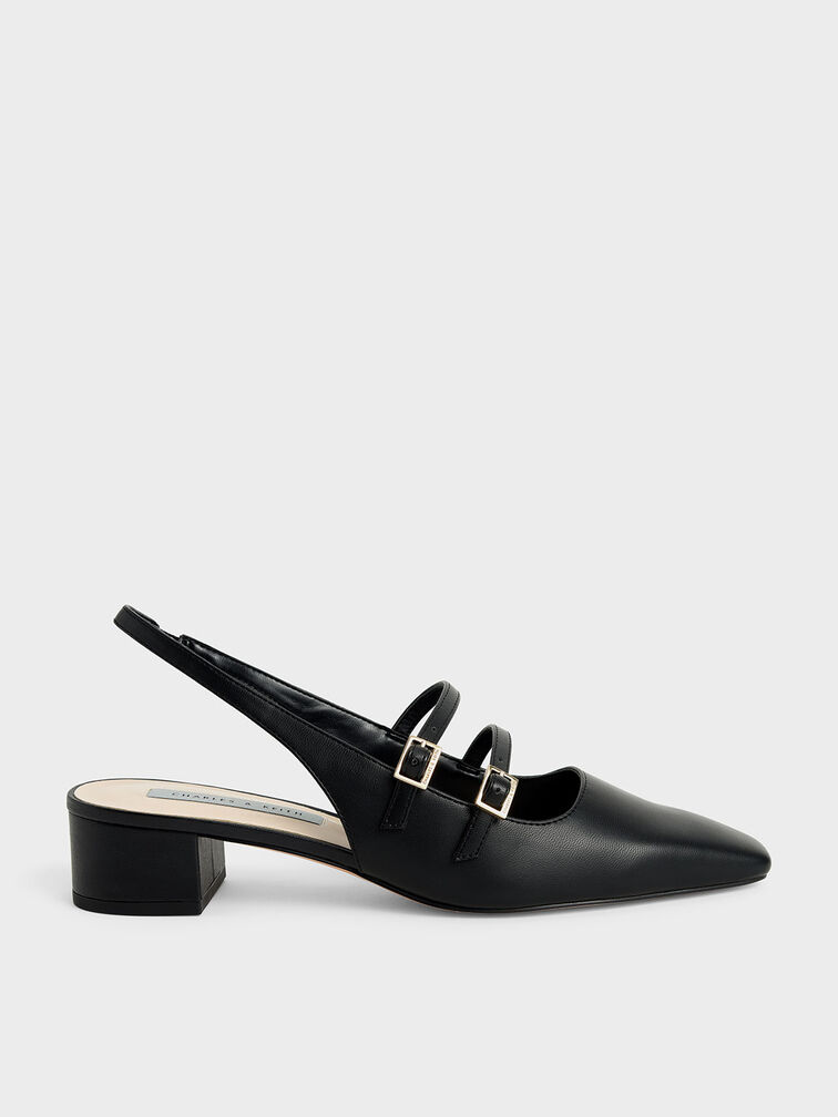 Slingback Mary Janes, Black, hi-res