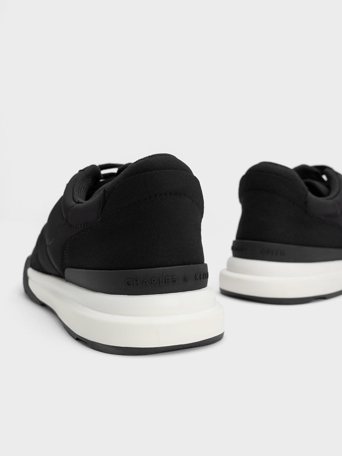 Microfibre & Nylon Low-Top Sneakers, Black, hi-res