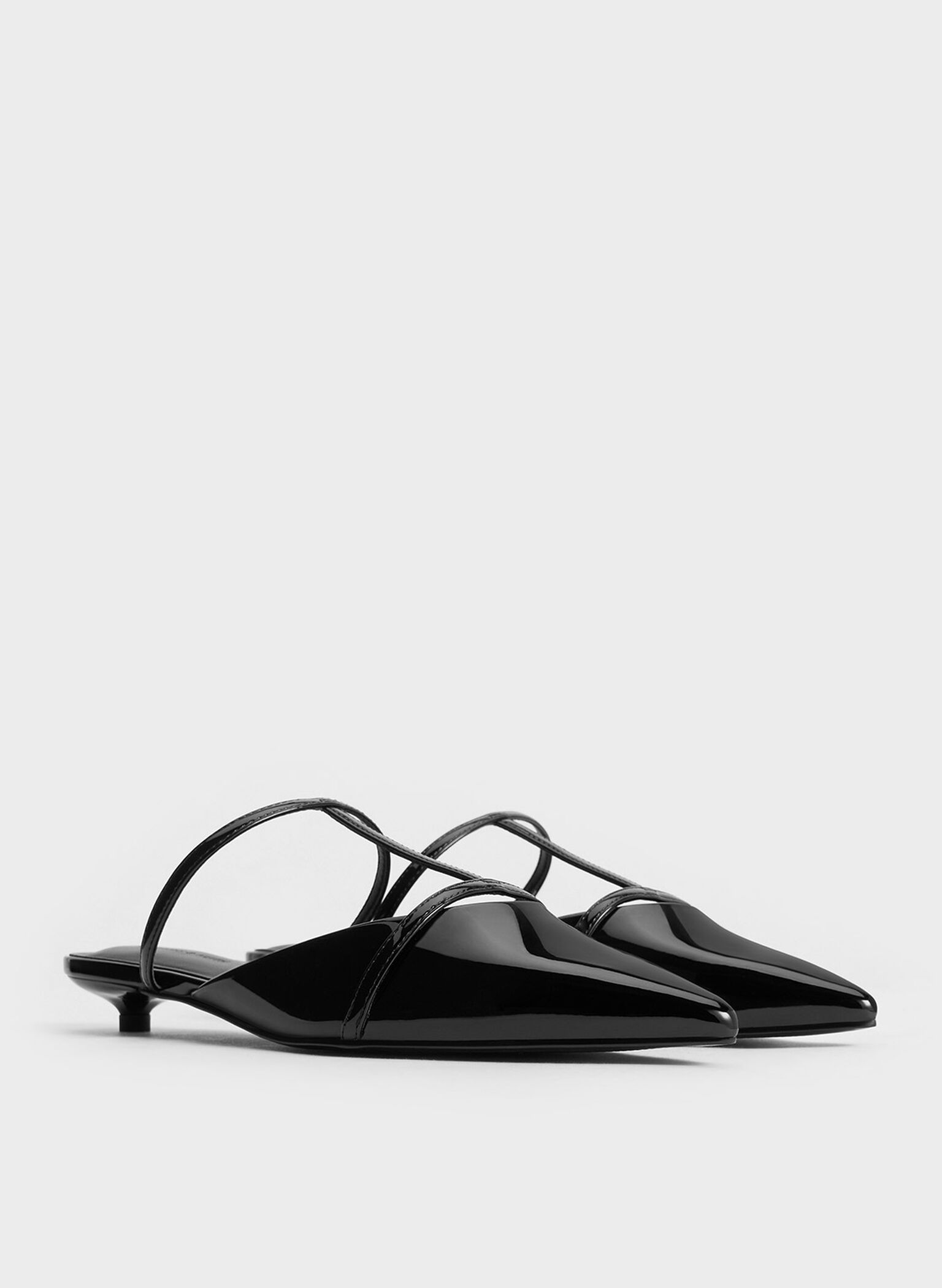 Clara T-Bar Pointed-Toe Mules, Black Box, hi-res