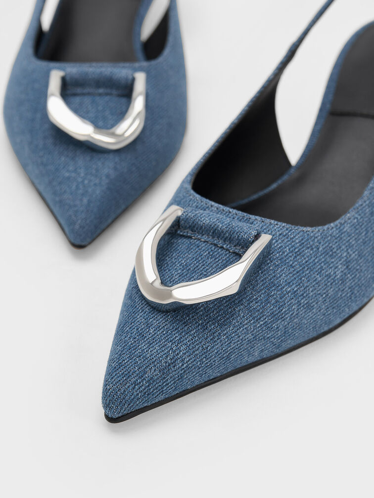 Gabine Denim Slingback Pumps, Blue, hi-res