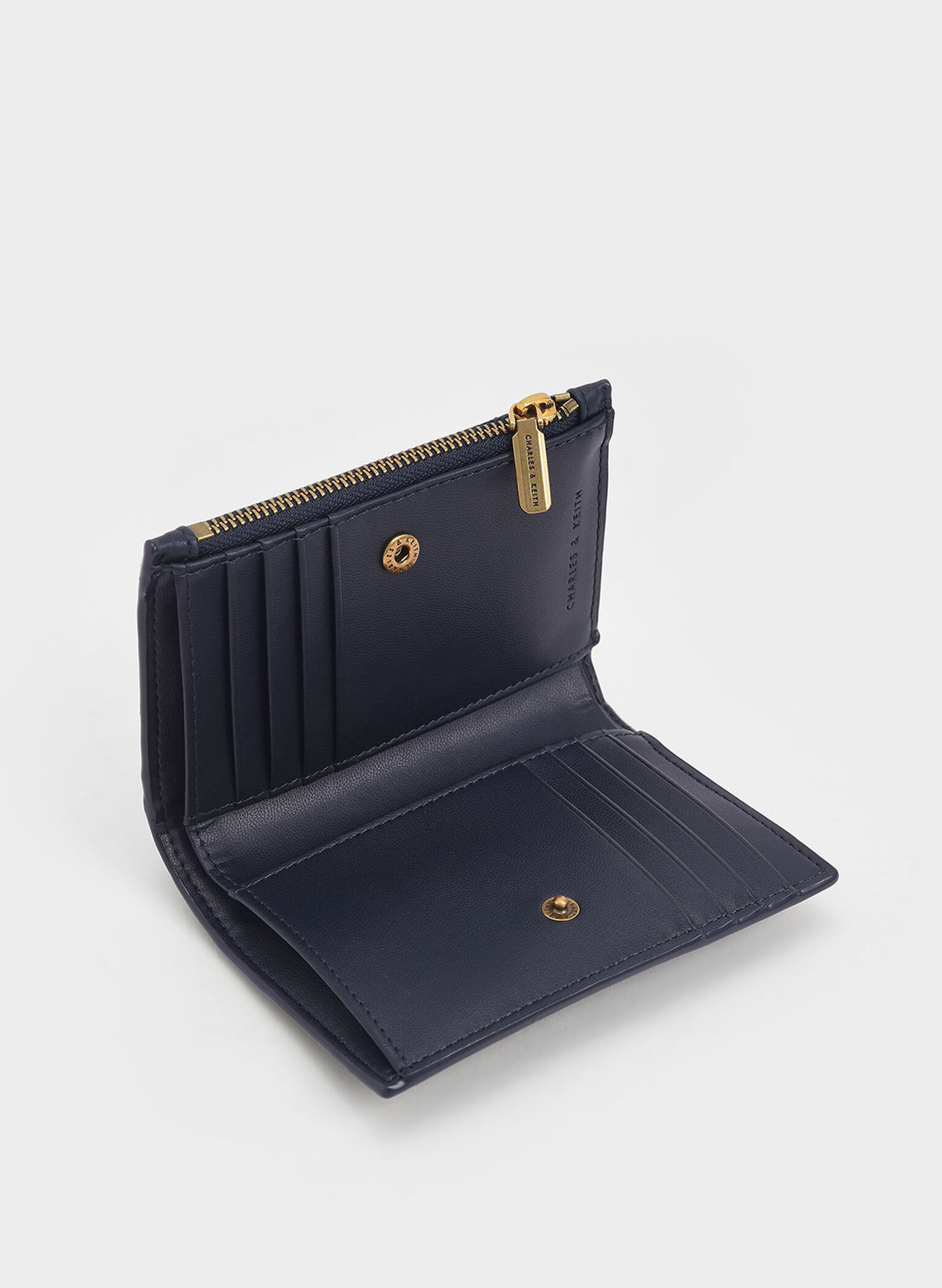 Navy Gemma Quilted Card Holder - CHARLES & KEITH US