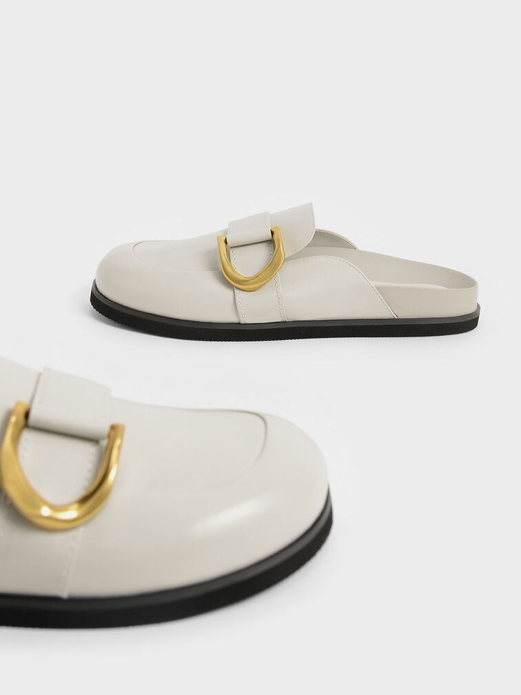 Gabine Buckled Leather Loafer Mules​, Chalk, hi-res