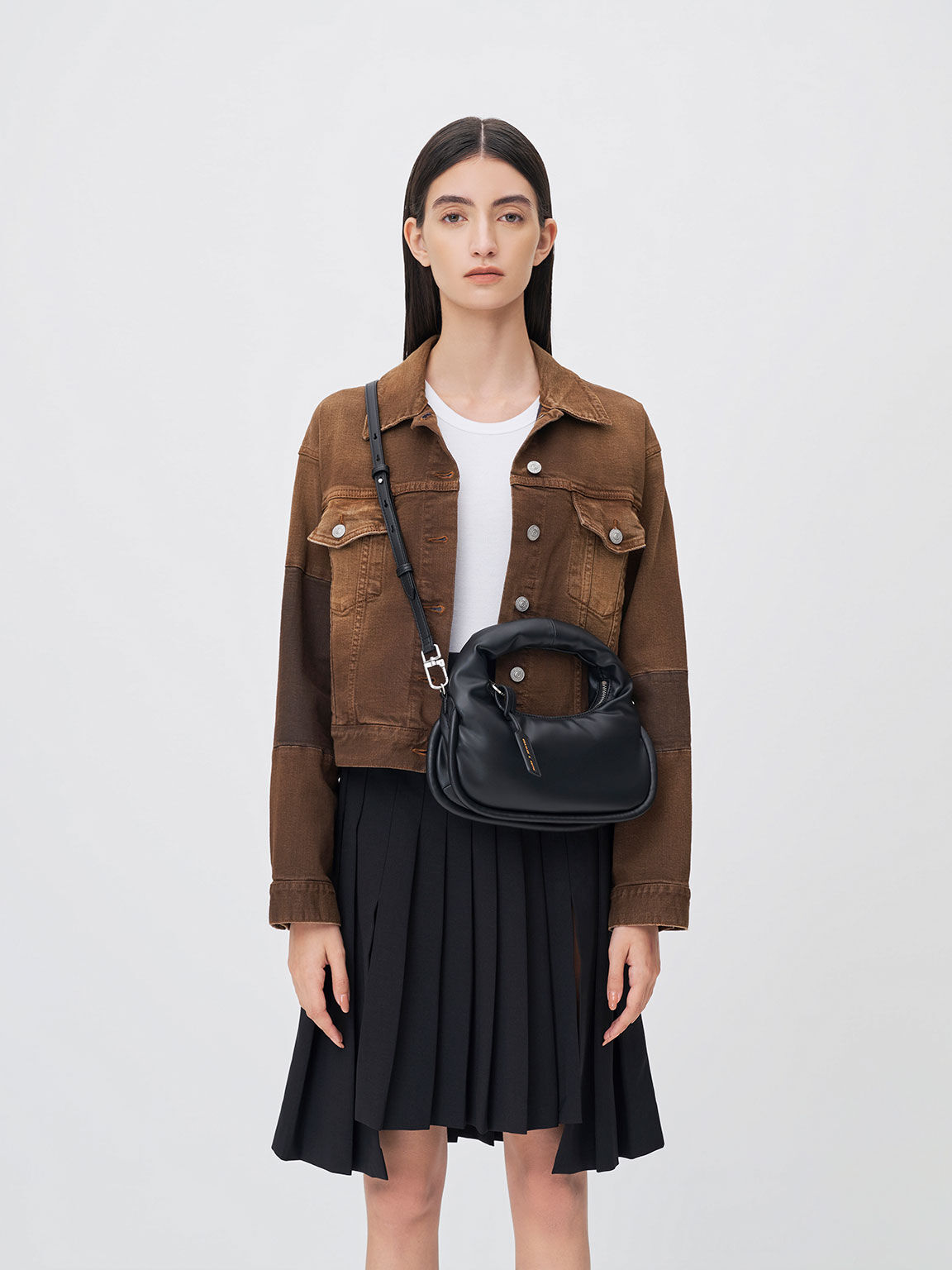Yama Crescent Hobo Bag, Black, hi-res