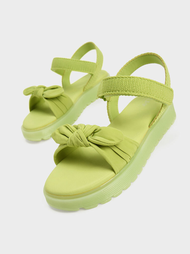 Sandalias anudadas de nylon para chica, Verde lima, hi-res