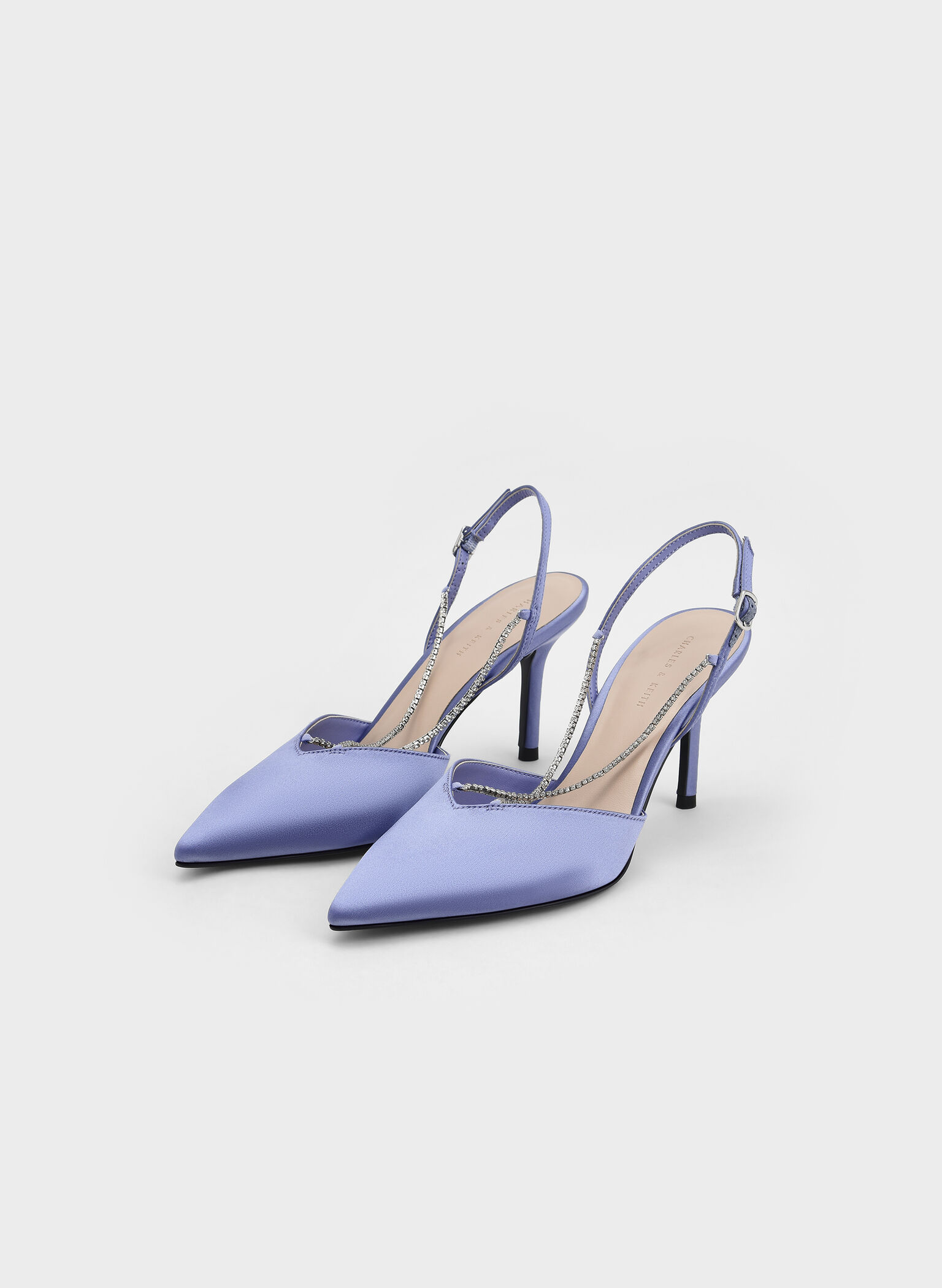 Adel Recycled Polyester Gem-Strap Slingback Ballerina Pumps, Blue, hi-res
