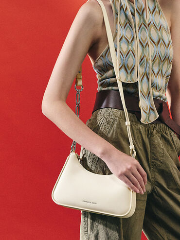 Lane Chain-Link Shoulder Bag, Cream, hi-res