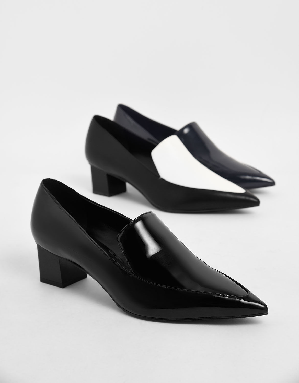 Black Patent Pointed Toe Loafers 