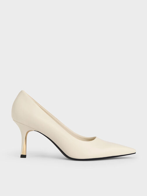 Sculptural Heel Pointed-Toe Pumps, Chalk, hi-res